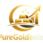PureGoldIndex logo with gold bars and rising market arrow representing live global gold rates